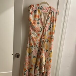 Yumi Kim Asymmetrical Floral Dress in Pink and Yellow